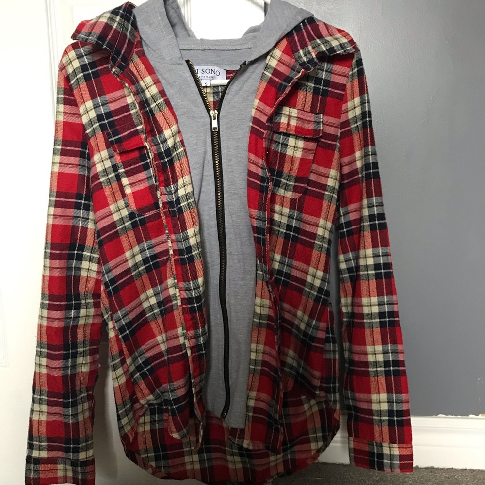 Flannel hoodie sweatshirt